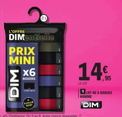 1 LOT DE 6 BOXERS HOMME