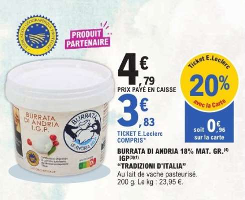 BURRATA DI ANDRIA 18% MAT. GR. IGP