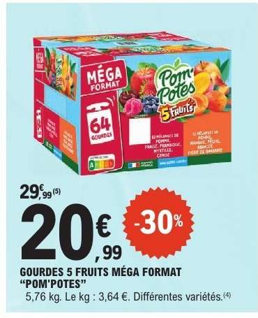 GOURDES 5 FRUITS MÉGA FORMAT “POM'POTES”