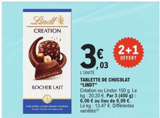 TABLETTE DE CHOCOLAT LINDT