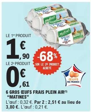 6 Gros Œufs Frais Plein Air "Matines"