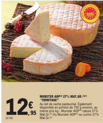 MUNSTER AOP 27% MAT.GR. 'ERMITAGE'