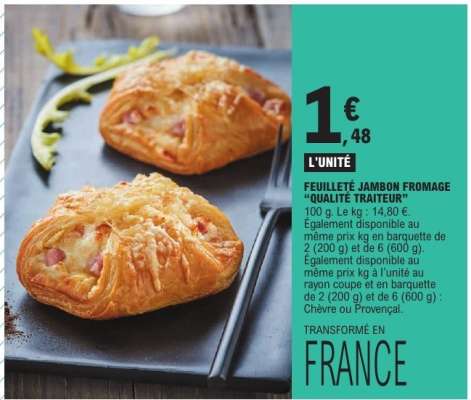 FEUILLETÉ JAMBON FROMAGE "QUALITÉ TRAITEUR"