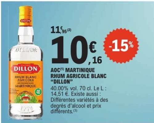 AOC MARTINIQUE RHUM AGRICOLE BLANC “DILLON”