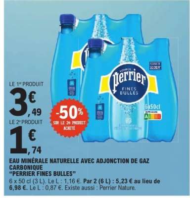 Eau Minérale Naturelle avec Adjonction de Gaz Carbonique "Perrier Fines Bulles"