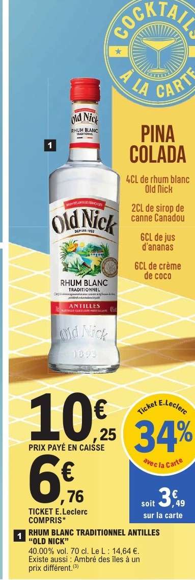 Rhum Blanc Traditionnel Antilles "Old Nick"