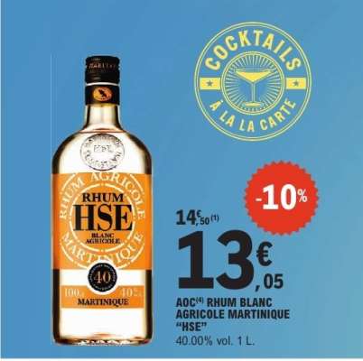 AOC RHUM BLANC AGRICOLE MARTINIQUE “HSE”