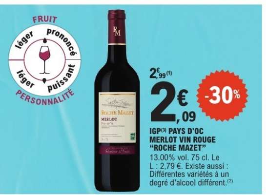 IGP PAYS D'OC MERLOT VIN ROUGE "ROCHE MAZET"