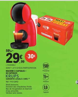 MACHINE À CAPSULES + 60 CAPSULES KRUPS