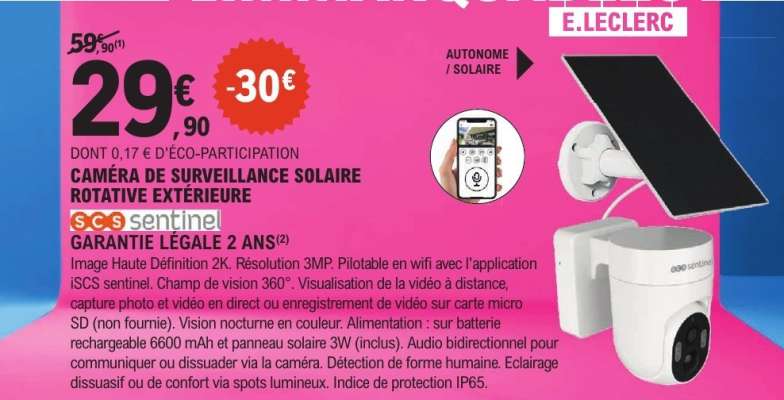 CAMÉRA DE SURVEILLANCE SOLAIRE ROTATIVE EXTÉRIEURE