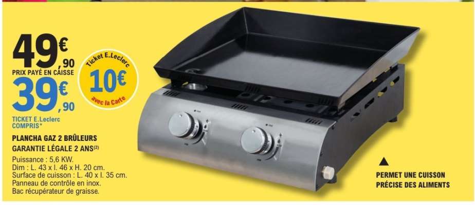 Plancha Gaz 2 Brûleurs