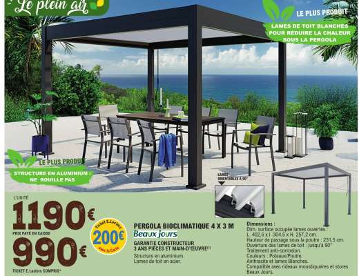 Pergola Bioclimatique 4 x 3 m Beaux jours