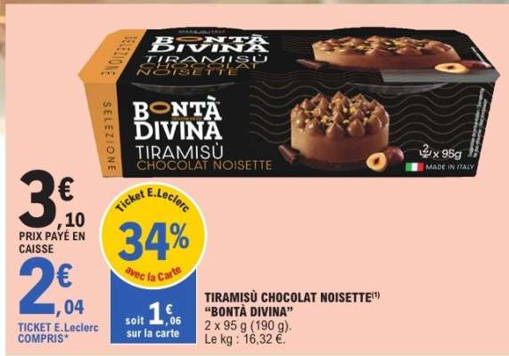 TIRAMISÙ CHOCOLAT NOISETTE "BONTÀ DIVINA"