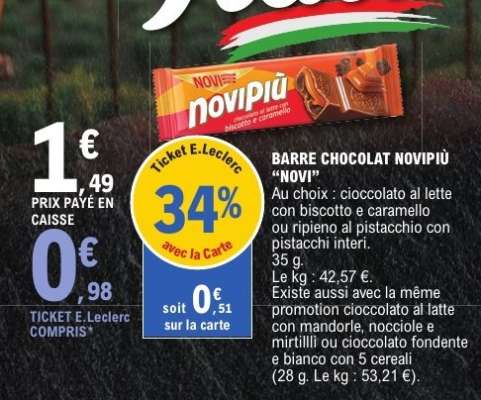 BARRE CHOCOLAT NOVIPIÙ “NOVI”