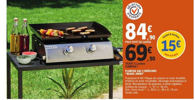 PLANCHA GAZ 2 BRÛLEURS "BEAUX JOURS"