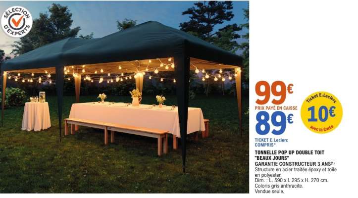 TONNELLE POP UP DOUBLE TOIT 'BEAUX JOURS'