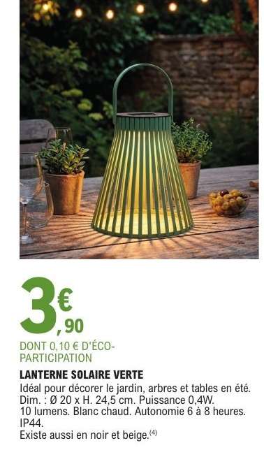 LANTERNE SOLAIRE VERTE