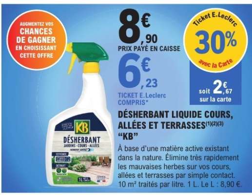 DÉSHERBANT LIQUIDE COURS, ALLÉES ET TERRASSES “KB”