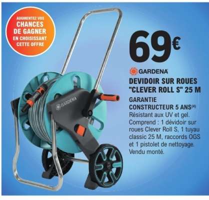 GARDENA DEVIDOIR SUR ROUES "CLEVER ROLL S" 25 M