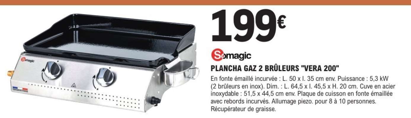 PLANCHA GAZ 2 BRÛLEURS "VERA 200"