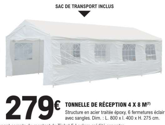 TONNELLE DE RECEPTION 4 X 8 M