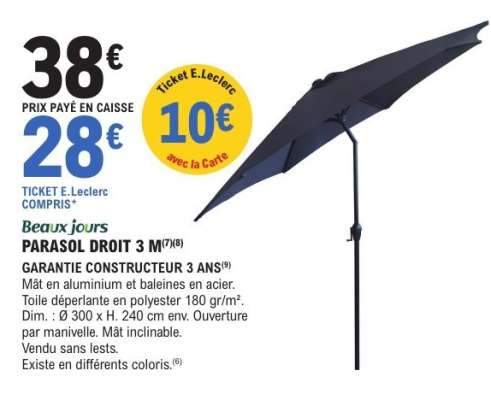 PARASOL DROIT 3 M