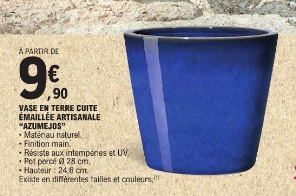 Vase en terre cuite émaillée artisanale 'Azumejos'