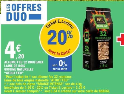 ALLUME FEU 32 ROULEAUX LAINE DE BOIS ORIGINE NATURELLE "ATOUT FEU"