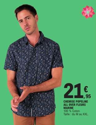 CHEMISE POPELINE ALL OVER FLEURS MARINE