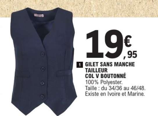 Gilet sans manche tailleur col V boutonné
