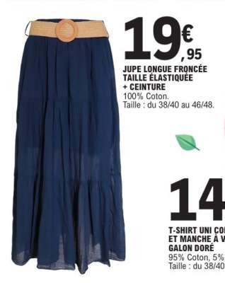 JUPE LONGUE FRONCÉE TAILLE ÉLASTIQUÉE + CEINTURE