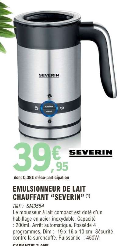 EMULSIONNEUR DE LAIT CHAUFFANT “SEVERIN”