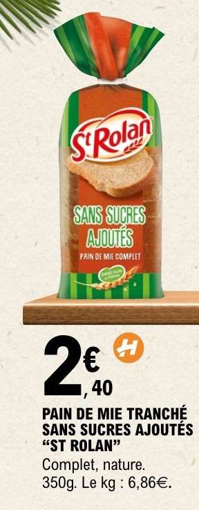 PAIN DE MIE TRANCHÉ SANS SUCRES AJOUTÉS “ST ROLAN”