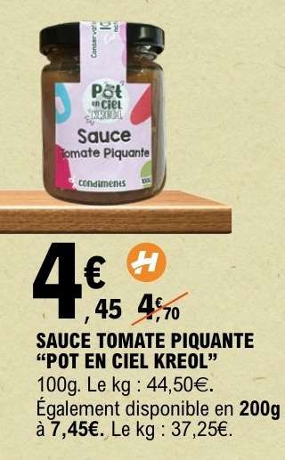 SAUCE TOMATE PIQUANTE “POT EN CIEL KREOL”