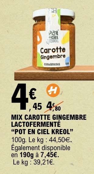 MIX CAROTTE GINGEMBRE LACTOFERMENTÉ “POT EN CIEL KREOL”