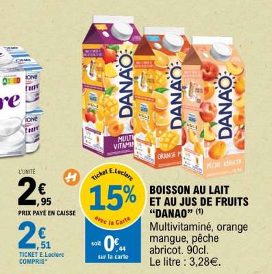 BOISSON AU LAIT ET AU JUS DE FRUITS “DANAO”