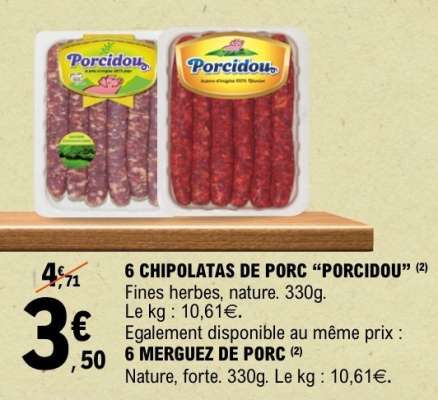 6 CHIPOLATAS DE PORC 'PORCIDOU'