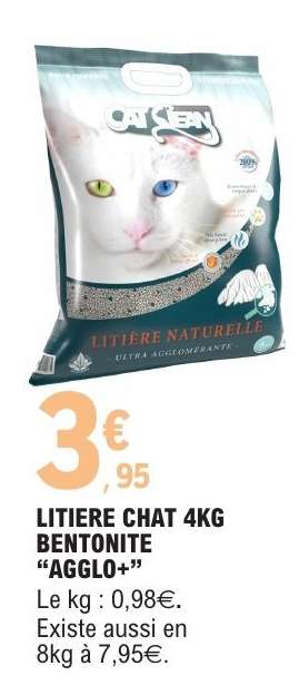 LITIERE CHAT 4KG BENTONITE “AGGLO+”