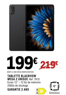 TABLETTE BLACKVIEW MEGA 2 UNISOC Ref. T615