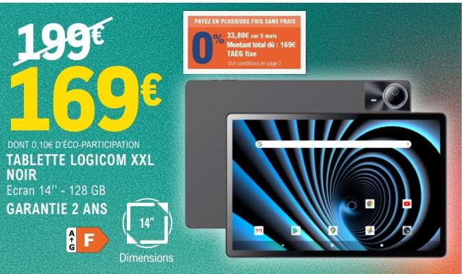 TABLETTE LOGICOM XXL NOIR