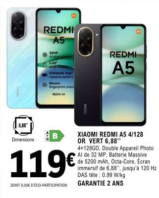 XIAOMI REDMI A5 4/128 OR VERT 6,88’’