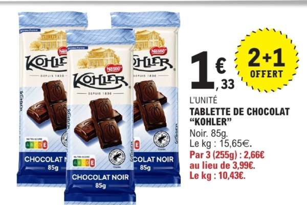 TABLETTE DE CHOCOLAT “KOHLER”