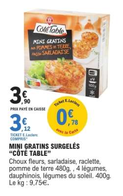 MINI GRATINS SURGELÉS 'CÔTÉ TABLE'