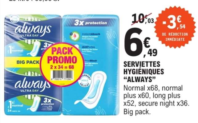 Serviettes Hygiéniques Always