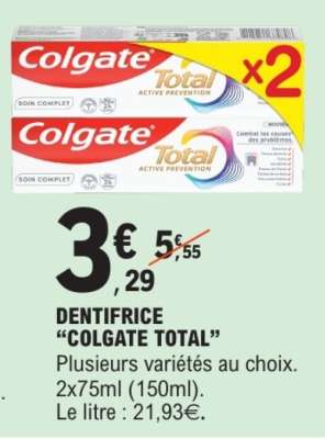 Dentifrice Colgate Total