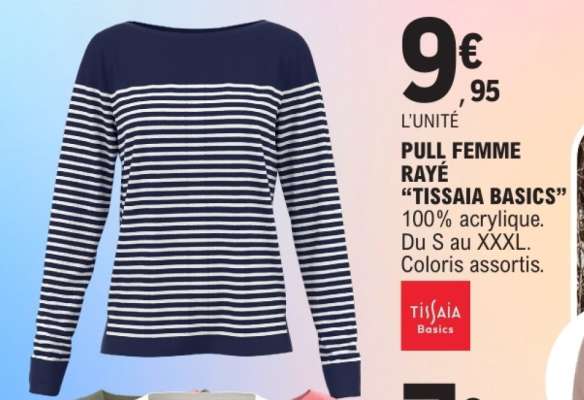 PULL FEMME RAYÉ "TISSAIA BASICS"