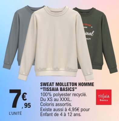 SWEAT MOLLETON HOMME “TISSAIA BASICS”