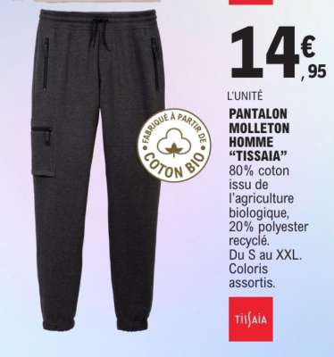 PANTALON MOLLETON HOMME "TISSAIA"