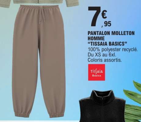 PANTALON MOLLETON HOMME "TISSAIA BASICS"