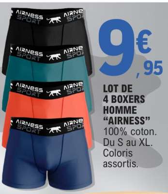 LOT DE 4 BOXERS HOMME "AIRNESS"